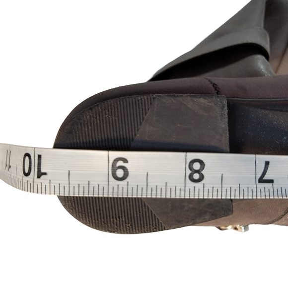 Isola Adora Carbon Brown Metallic Leather Knee High Cuffed Fashion Boot Size 7.5 - Picture 12 of 14